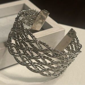 Adjustable Silver Tone Cuff Bracelet